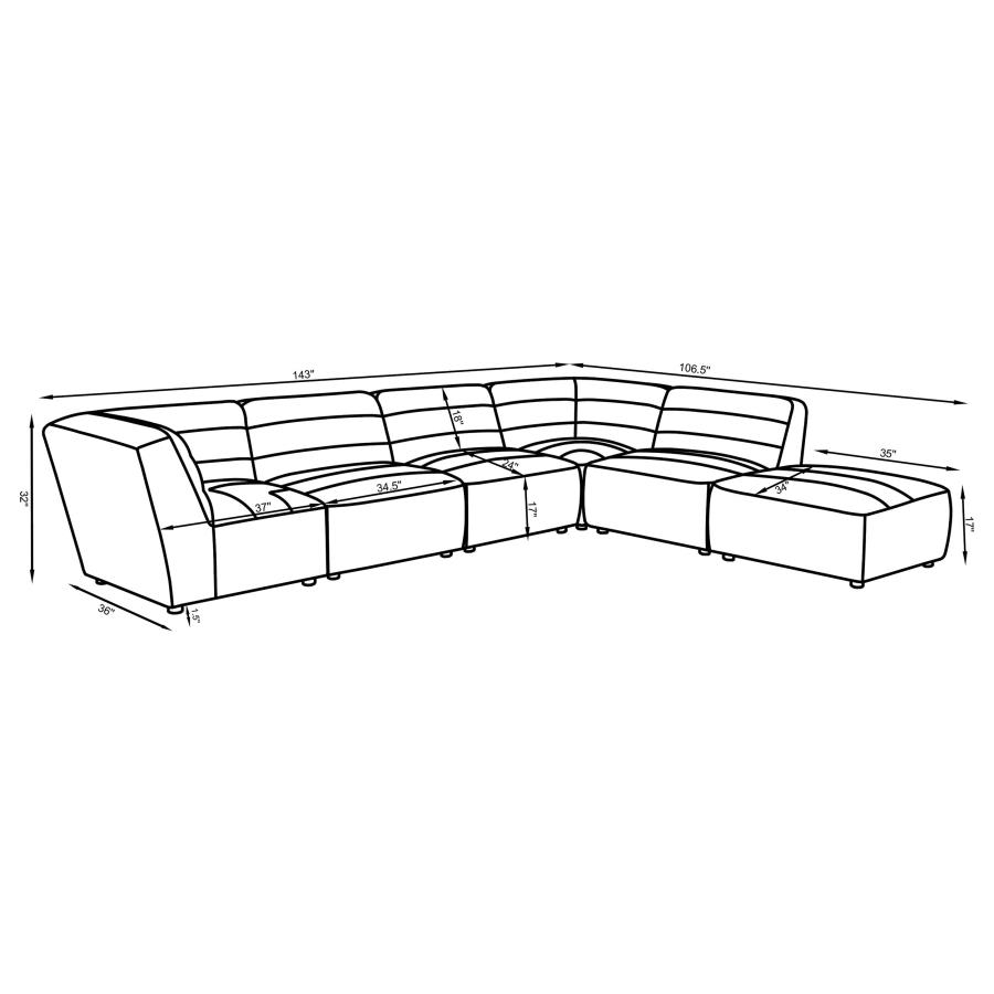 Sunny 6-piece Upholstered Modular Sectional Sofa Charcoal view 15