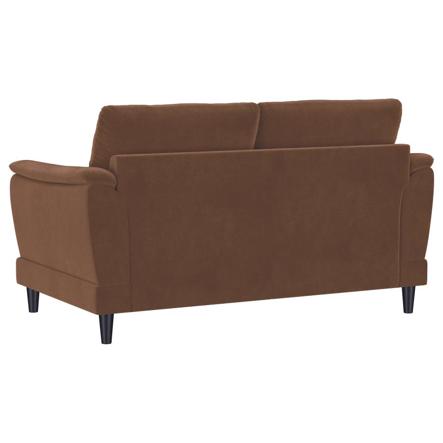 Selma 2-piece Velvet Upholstered Crescent Arm Sofa Set Rust view 8