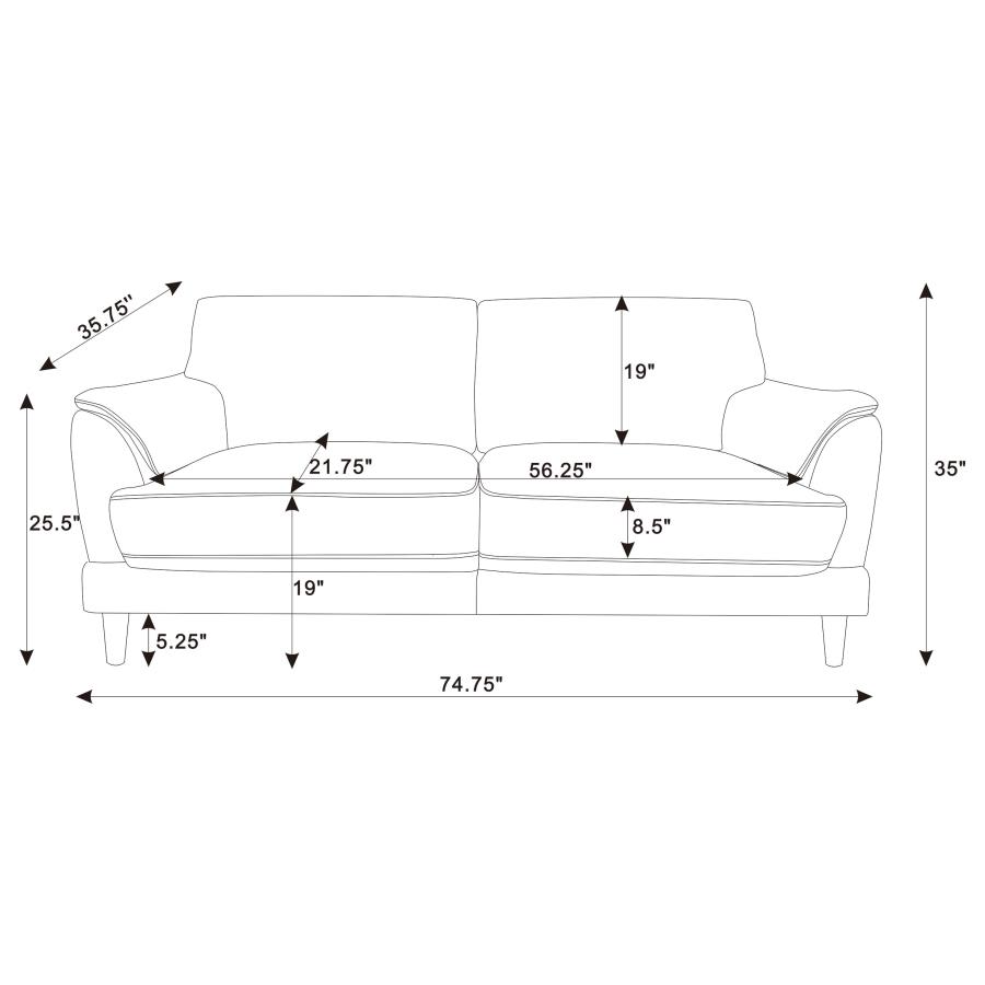 Selma 2-piece Velvet Upholstered Crescent Arm Sofa Set Rust view 10
