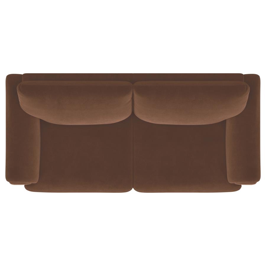 Selma Velvet Upholstered Crescent Arm Sofa Rust view 10