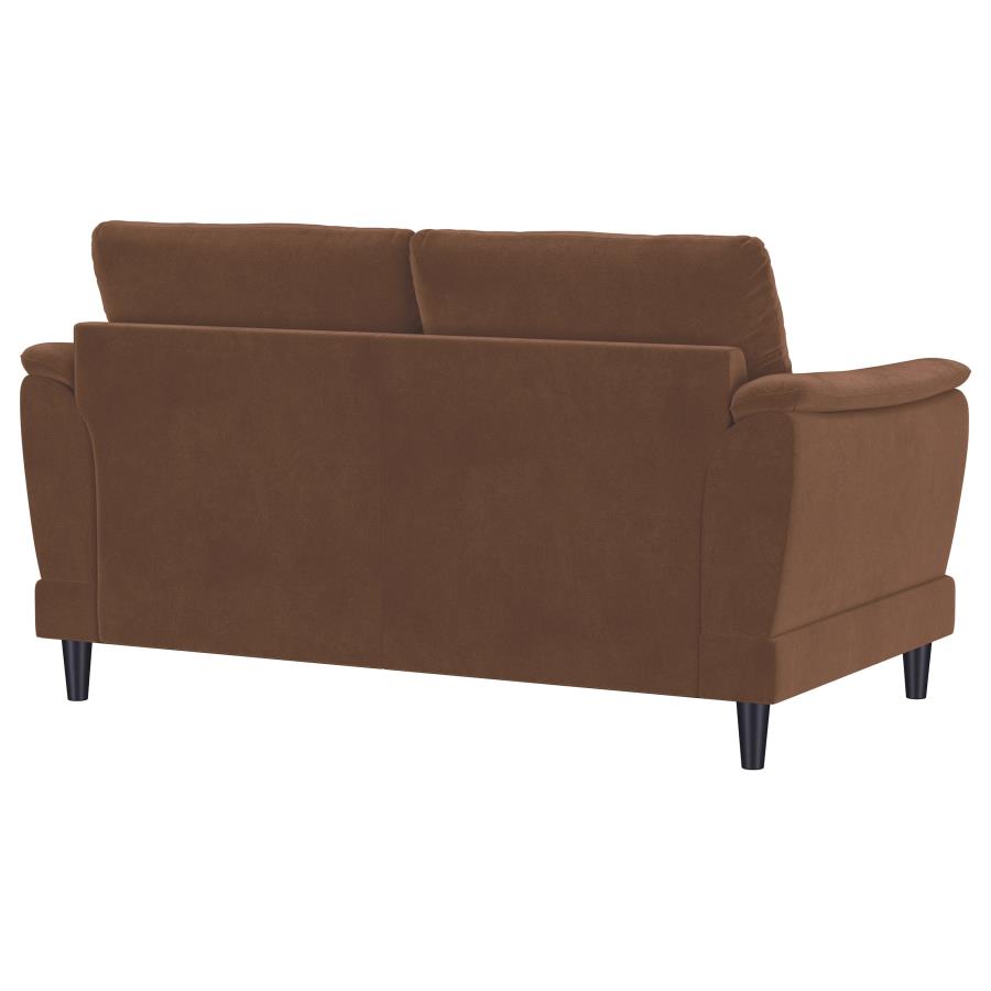 Selma Velvet Upholstered Crescent Arm Loveseat Rust view 8