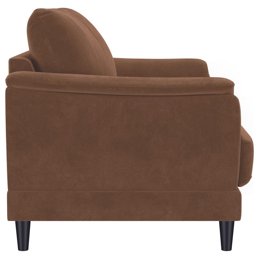 Selma Velvet Upholstered Crescent Arm Loveseat Rust view 9