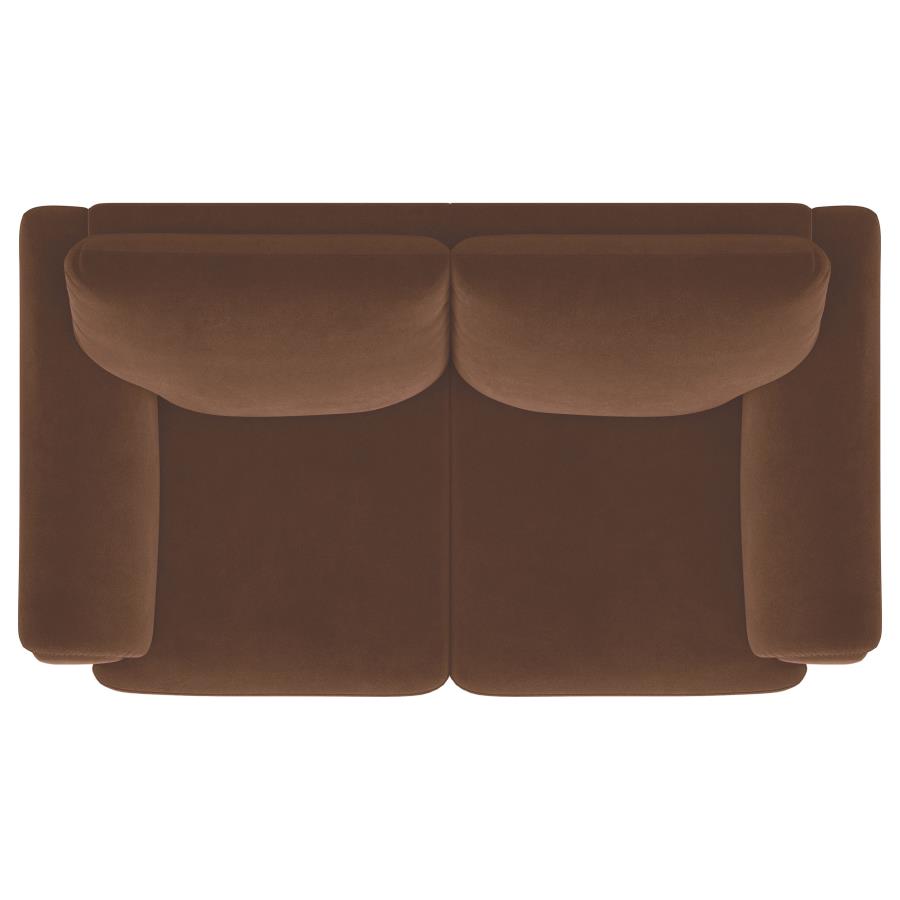 Selma Velvet Upholstered Crescent Arm Loveseat Rust view 10