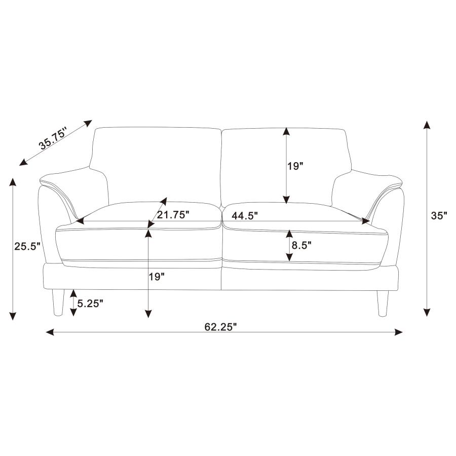 Selma Velvet Upholstered Crescent Arm Loveseat Rust view 12