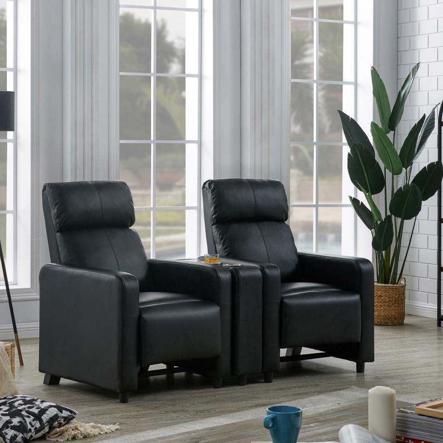 Toohey Upholstered Home Theater Push Back Recliner Black view 14