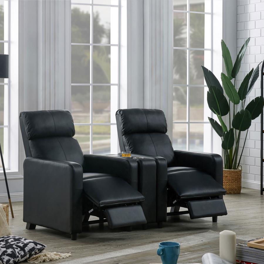 Toohey Upholstered Home Theater Push Back Recliner Black view 15