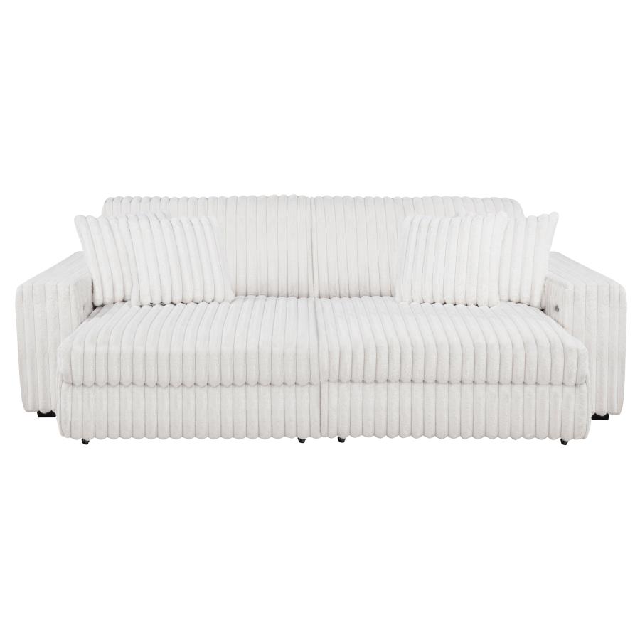 Jacana Corduroy Upholstered Dual Power Chaise Sofa Ivory view 8