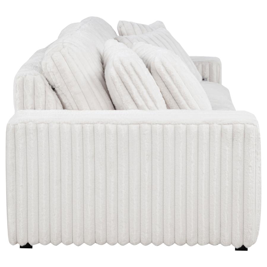 Jacana Corduroy Upholstered Dual Power Chaise Sofa Ivory view 11