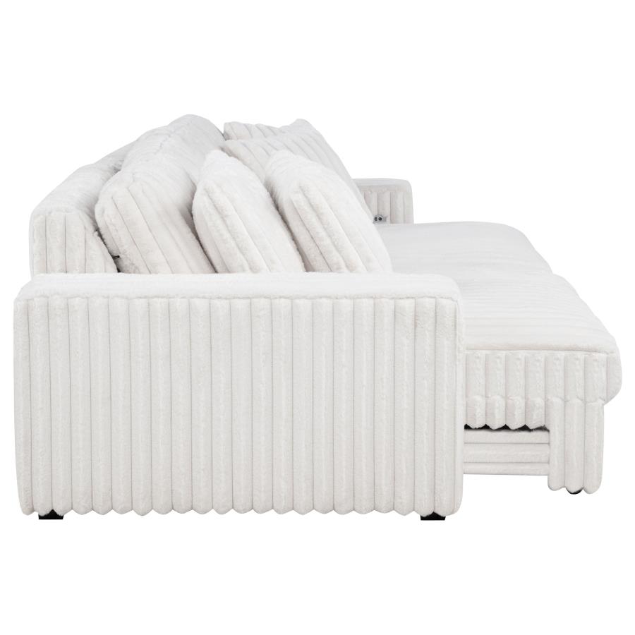 Jacana Corduroy Upholstered Dual Power Chaise Sofa Ivory view 12
