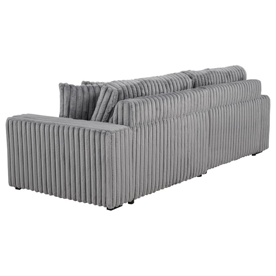 Jacana Corduroy Upholstered Dual Power Chaise Sofa Grey view 9