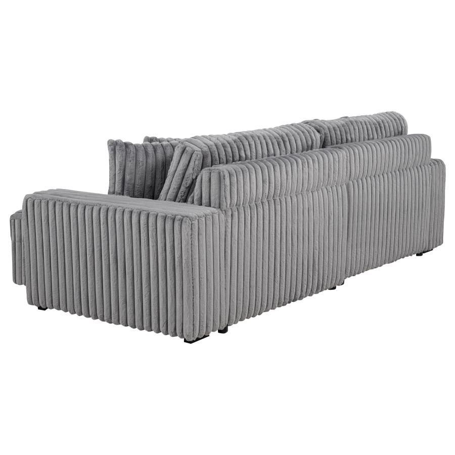 Jacana Corduroy Upholstered Dual Power Chaise Sofa Grey view 10