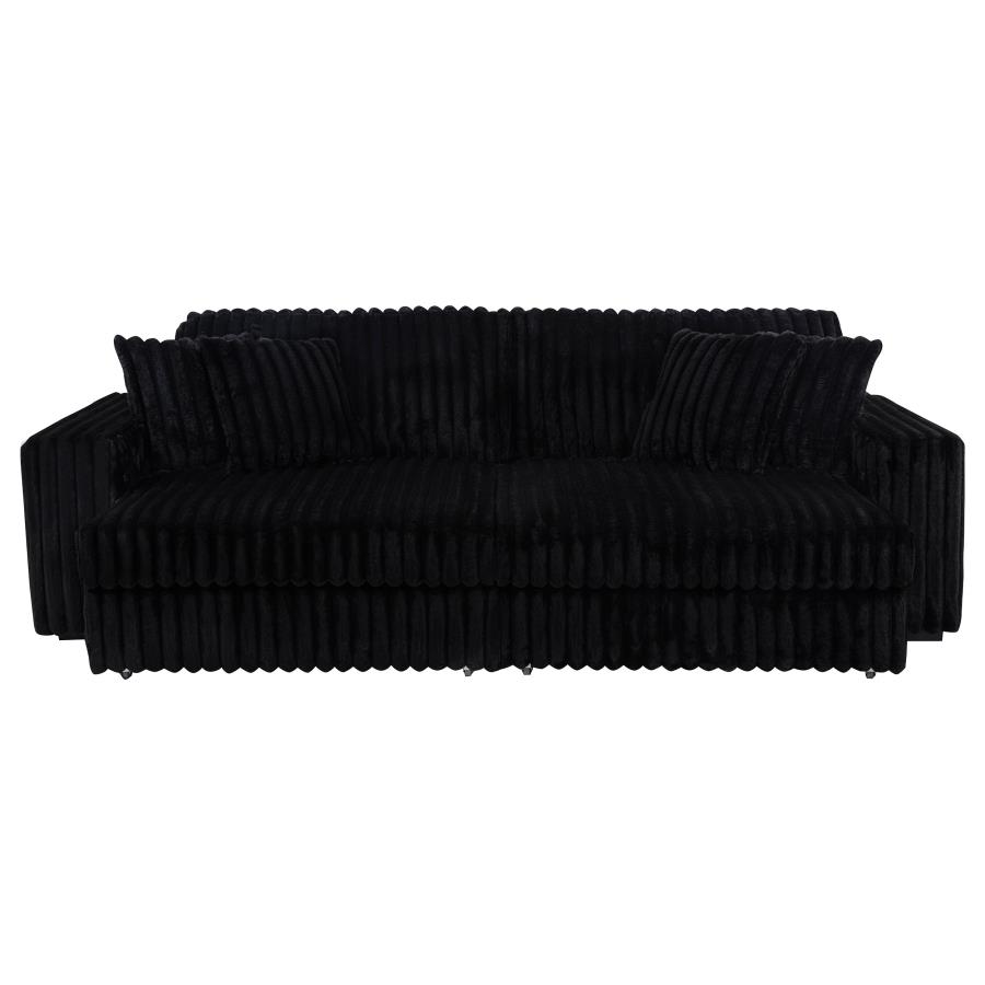 Jacana Corduroy Upholstered Dual Power Chaise Sofa Black view 8