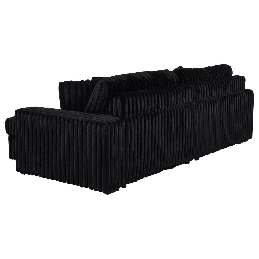 Jacana Corduroy Upholstered Dual Power Chaise Sofa Black view 10