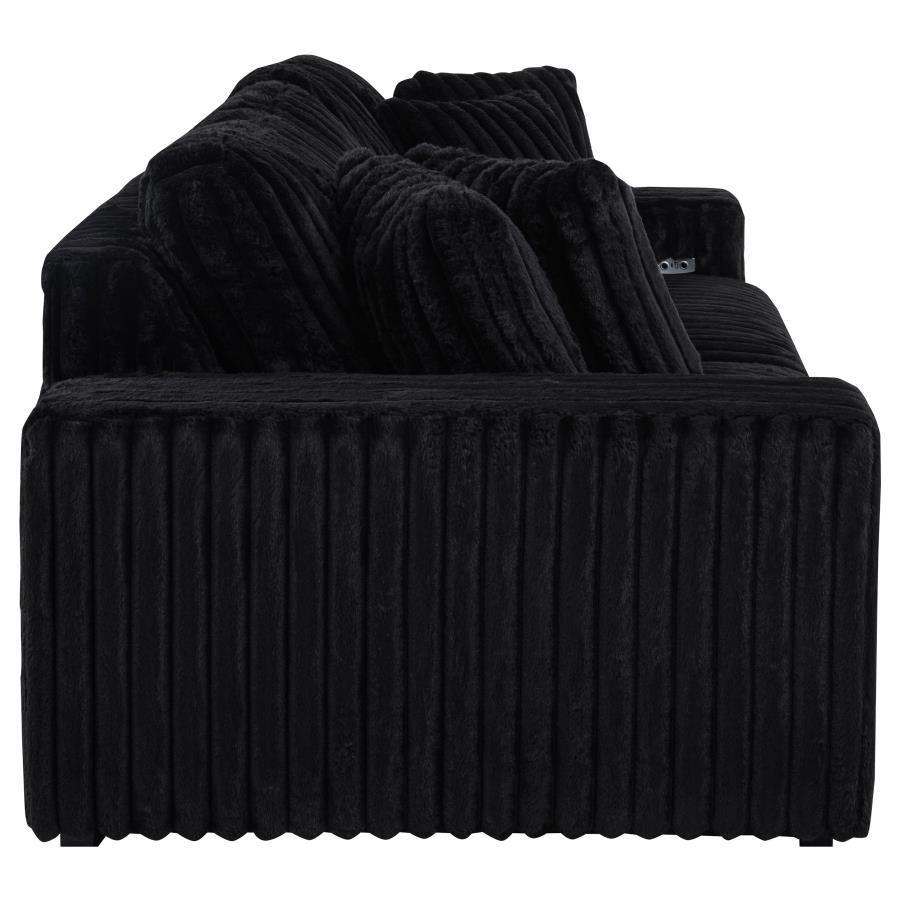 Jacana Corduroy Upholstered Dual Power Chaise Sofa Black view 11