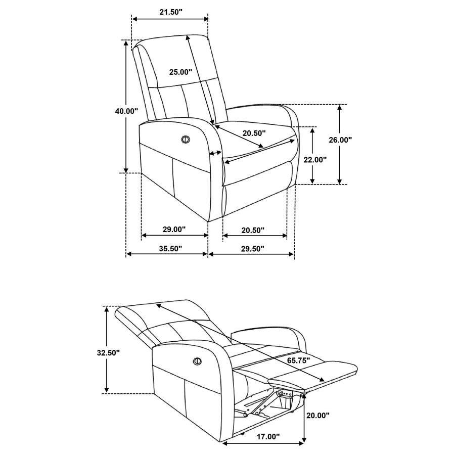 Grant Upholstered Power Recliner Chair Grey view 11