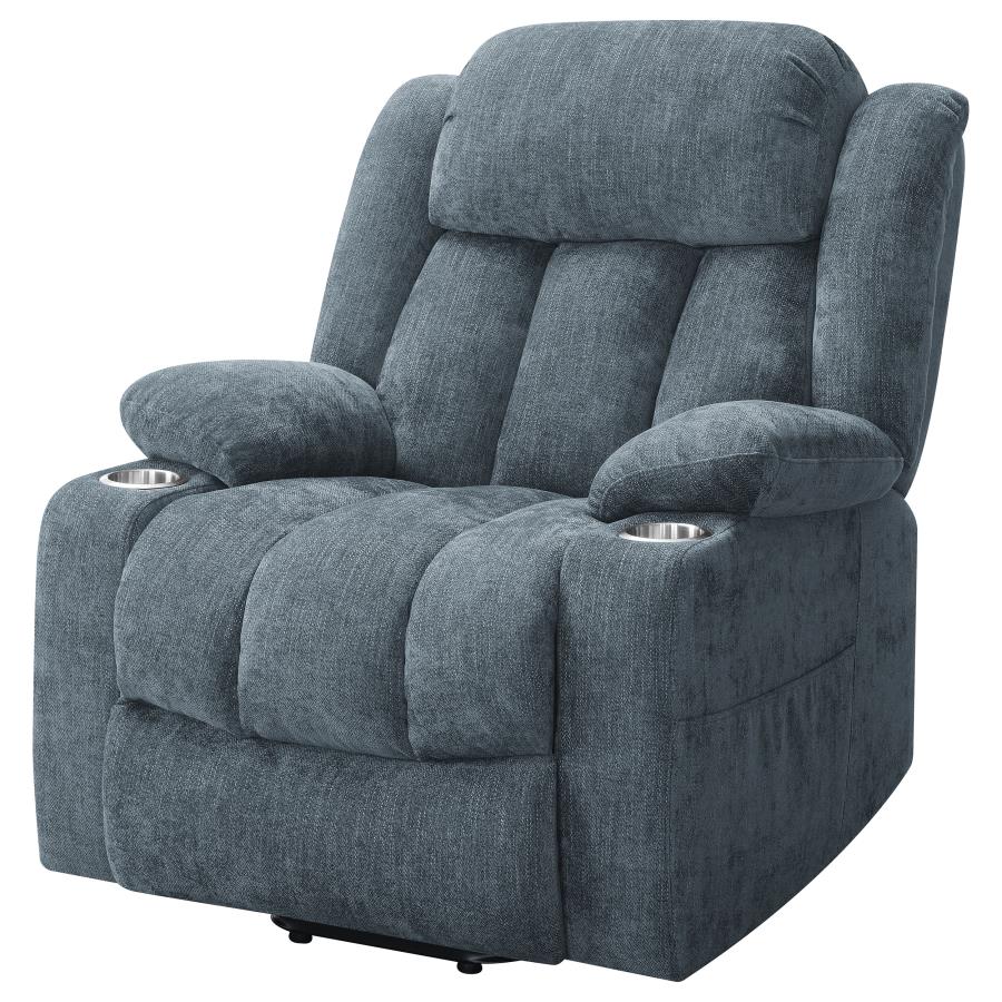 Houston Upholstered Power Lift Recliner Slate Blue view 8