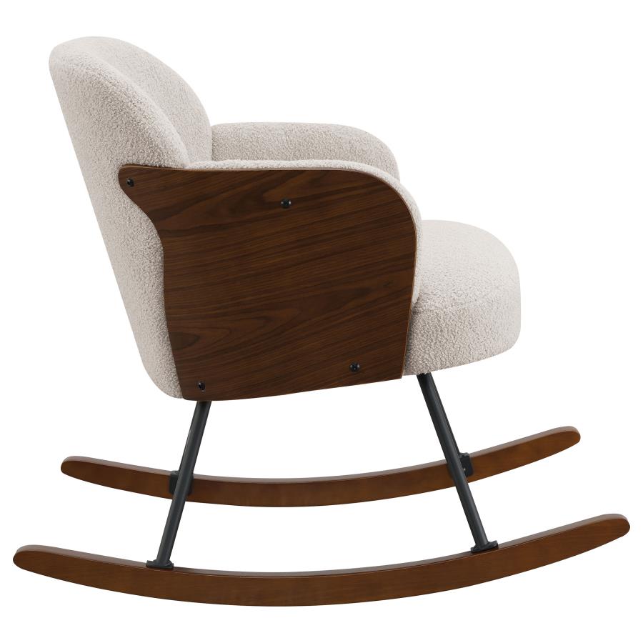 Paige Boucle Upholstered Mid Back Rocking Chair Beige view 8