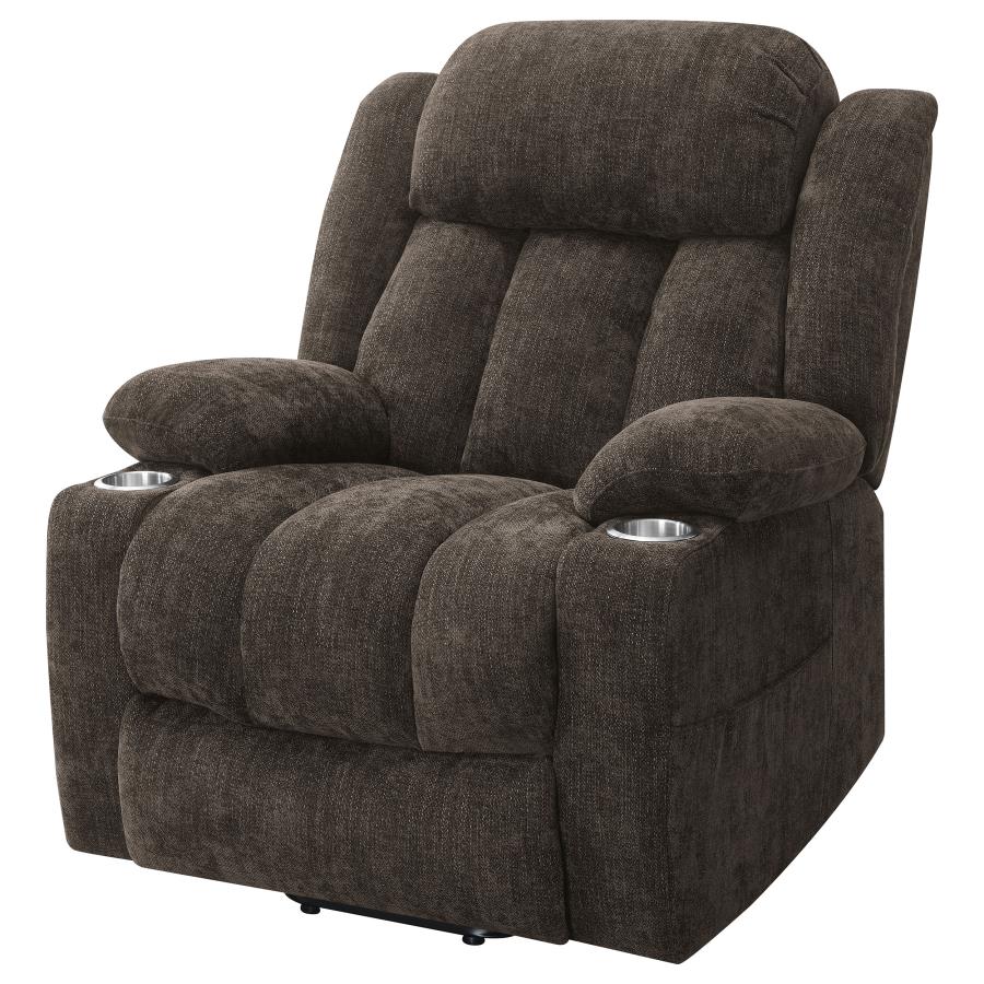 Houston Upholstered Power Lift Recliner Chair Dark Brown view 8
