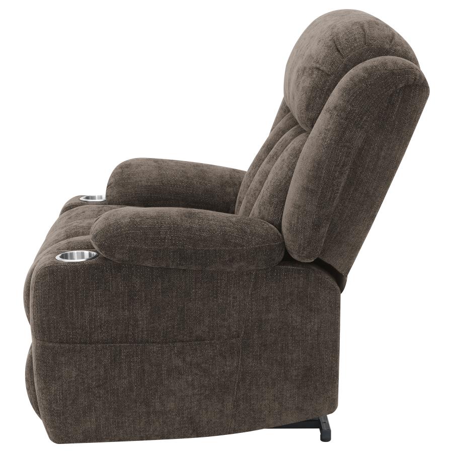 Houston Upholstered Power Lift Recliner Chair Dark Brown view 9