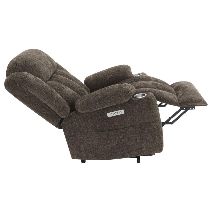 Houston Upholstered Power Lift Recliner Chair Dark Brown view 13