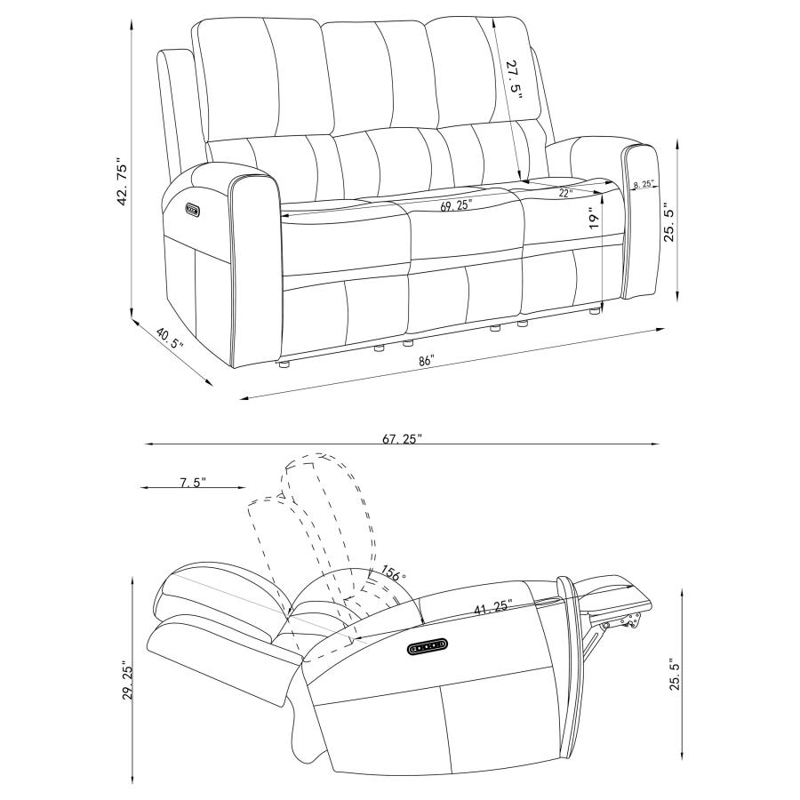 Brickston 3-piece Triple Power Reclining Sofa Set Charcoal view 15