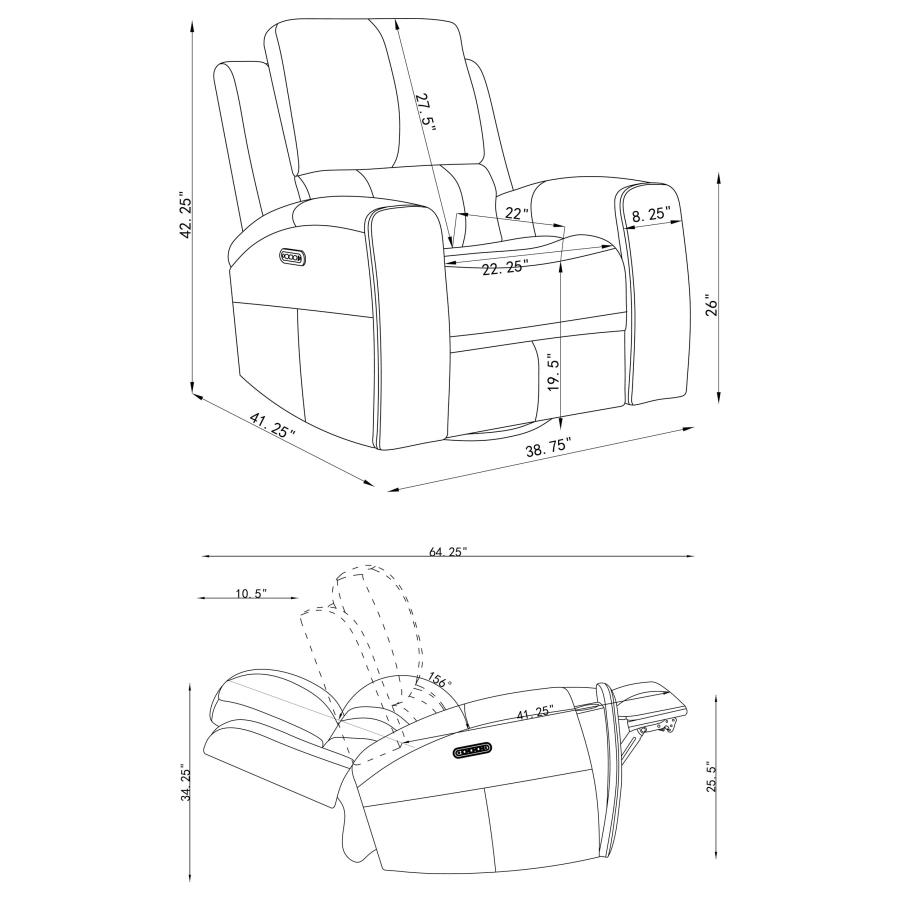 Brickston Triple Power Swivel Glider Recliner Charcoal view 14