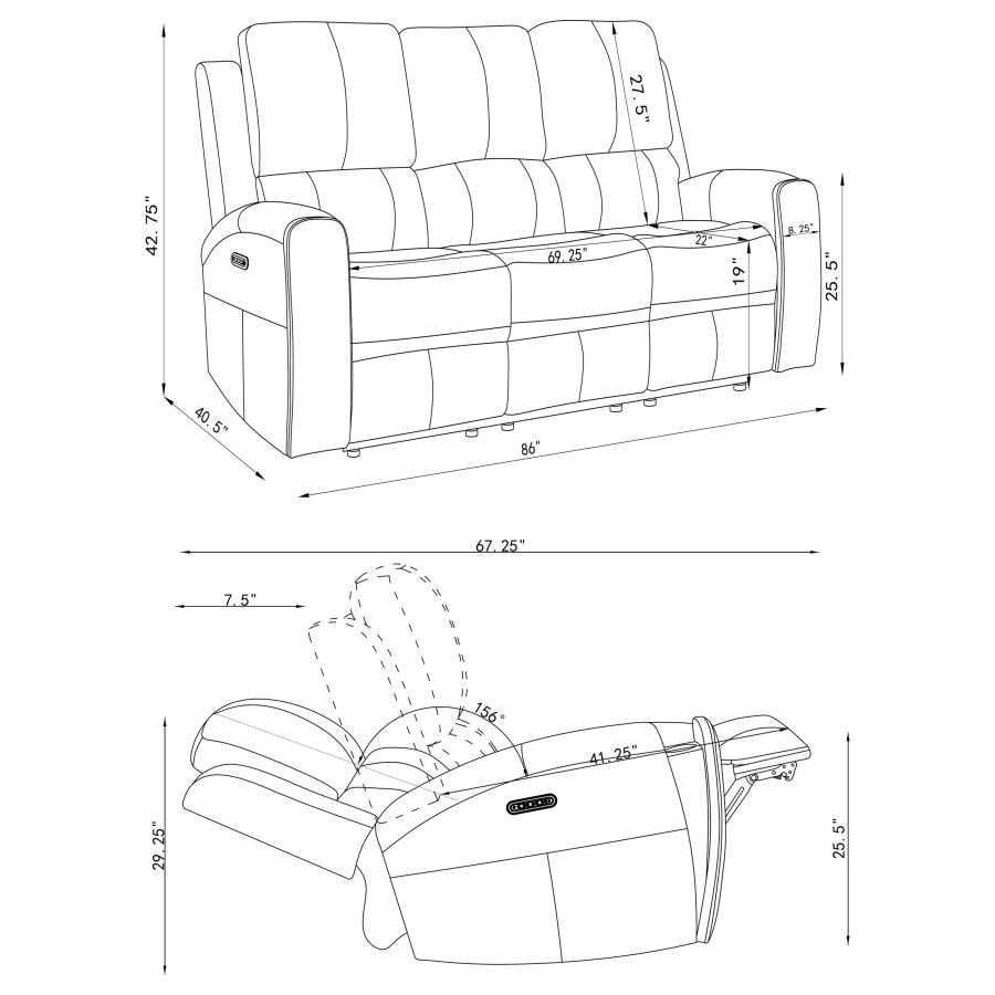 Brickston 2-piece Triple Power Reclining Sofa Set Grey view 15