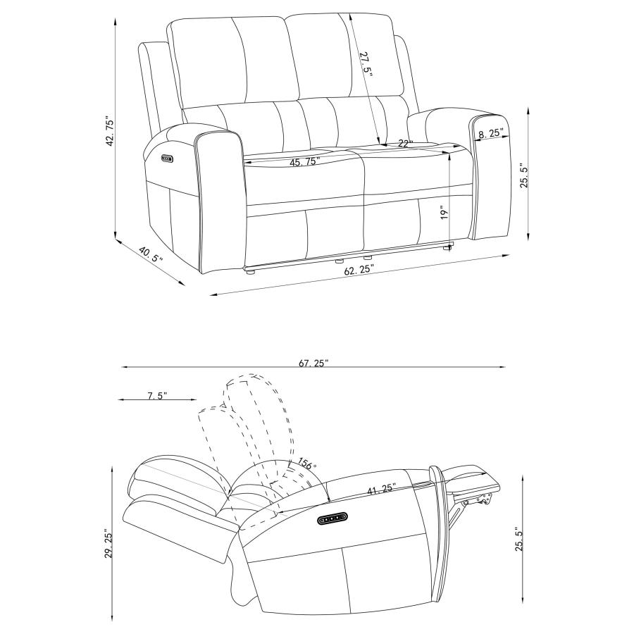 Brickston 2-piece Triple Power Reclining Sofa Set Grey view 16