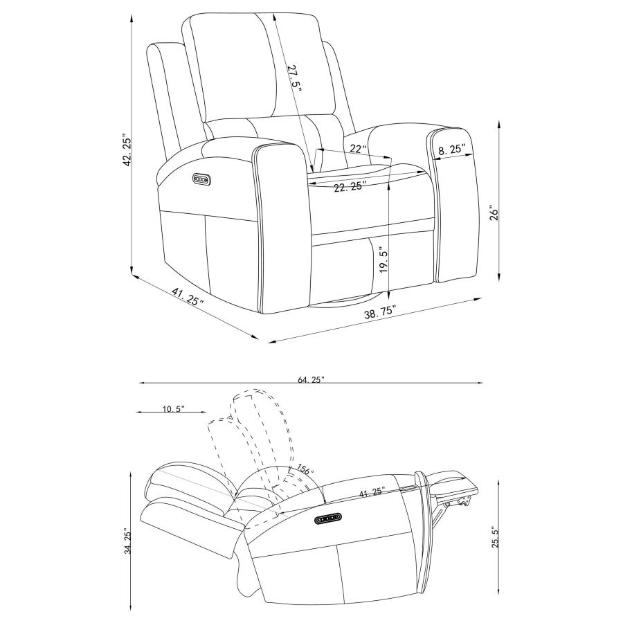 Brickston Triple Power Swivel Glider Recliner Grey view 14