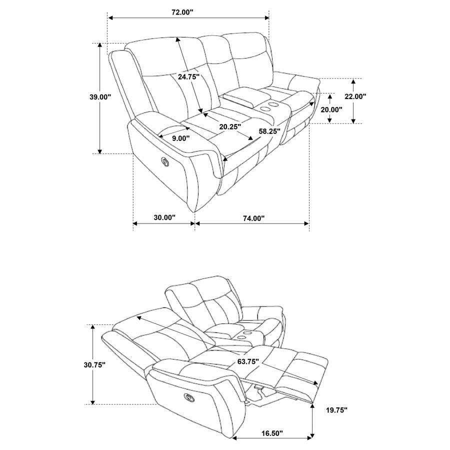 Lawrence 2-piece Upholstered Reclining Sofa Set Charcoal view 9