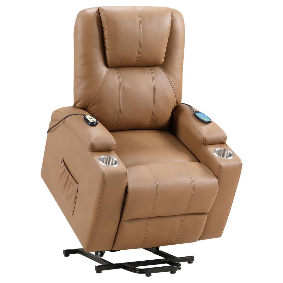 Armstrong Upholstered Power Lift Massage Recliner Camel view 8