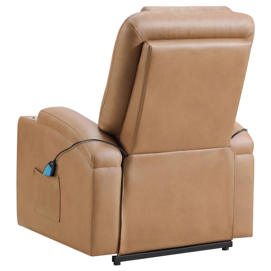 Armstrong Upholstered Power Lift Massage Recliner Camel view 9