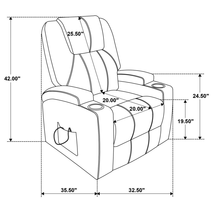 Armstrong Upholstered Power Lift Massage Recliner Camel view 15