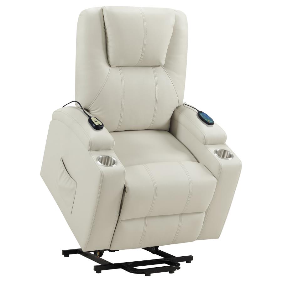 Armstrong Upholstered Power Lift Massage Recliner Ivory view 8