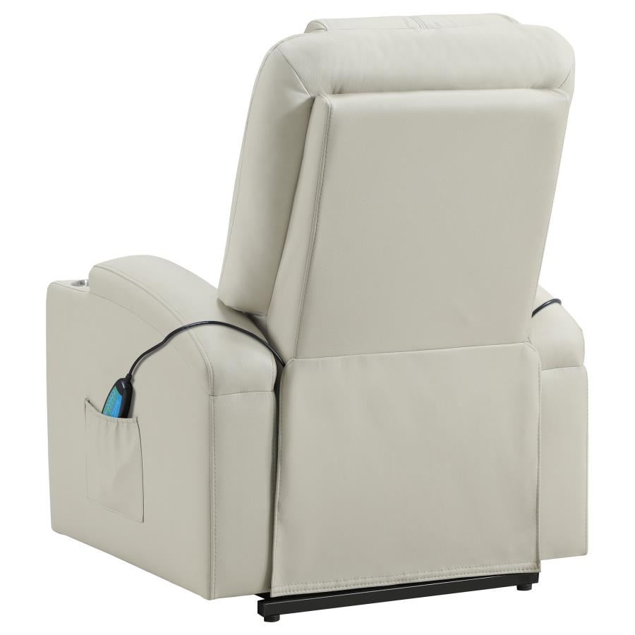 Armstrong Upholstered Power Lift Massage Recliner Ivory view 9
