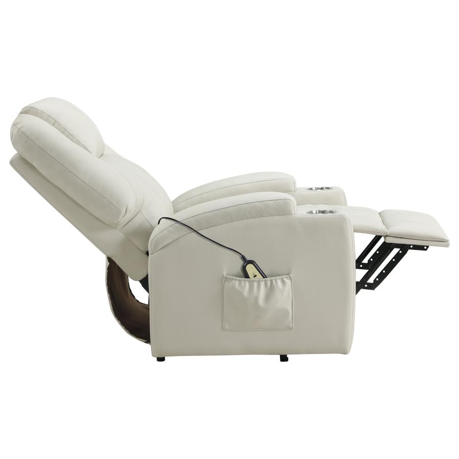 Armstrong Upholstered Power Lift Massage Recliner Ivory view 10