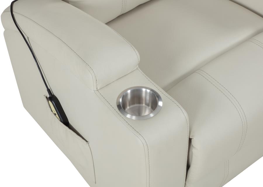 Armstrong Upholstered Power Lift Massage Recliner Ivory view 11