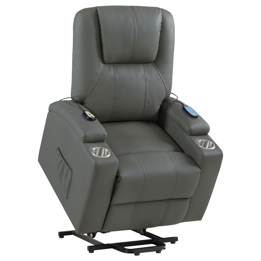 Armstrong Upholstered Power Lift Massage Recliner Grey view 8