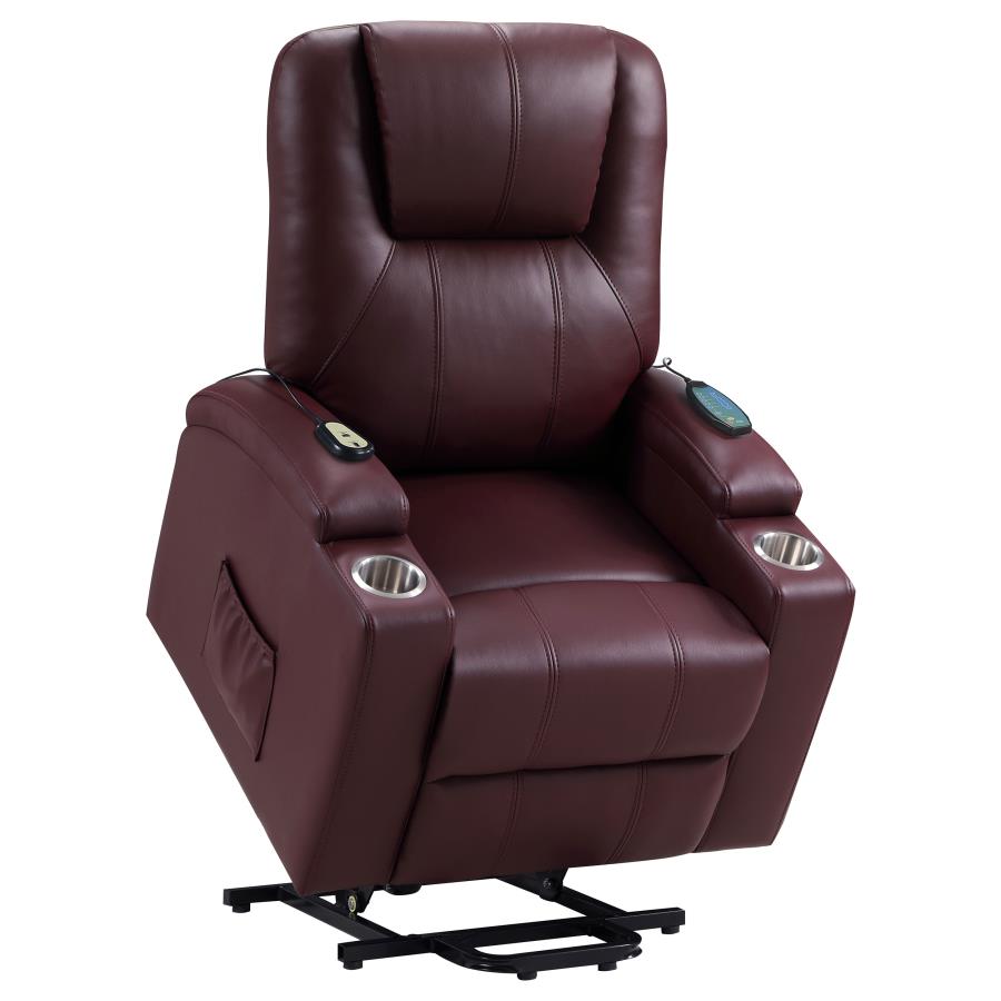 Armstrong Upholstered Power Lift Massage Recliner Wine view 8