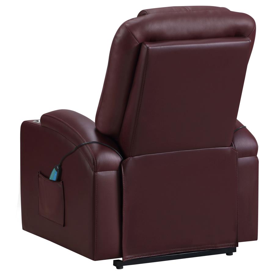 Armstrong Upholstered Power Lift Massage Recliner Wine view 9