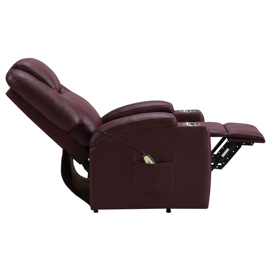 Armstrong Upholstered Power Lift Massage Recliner Wine view 10