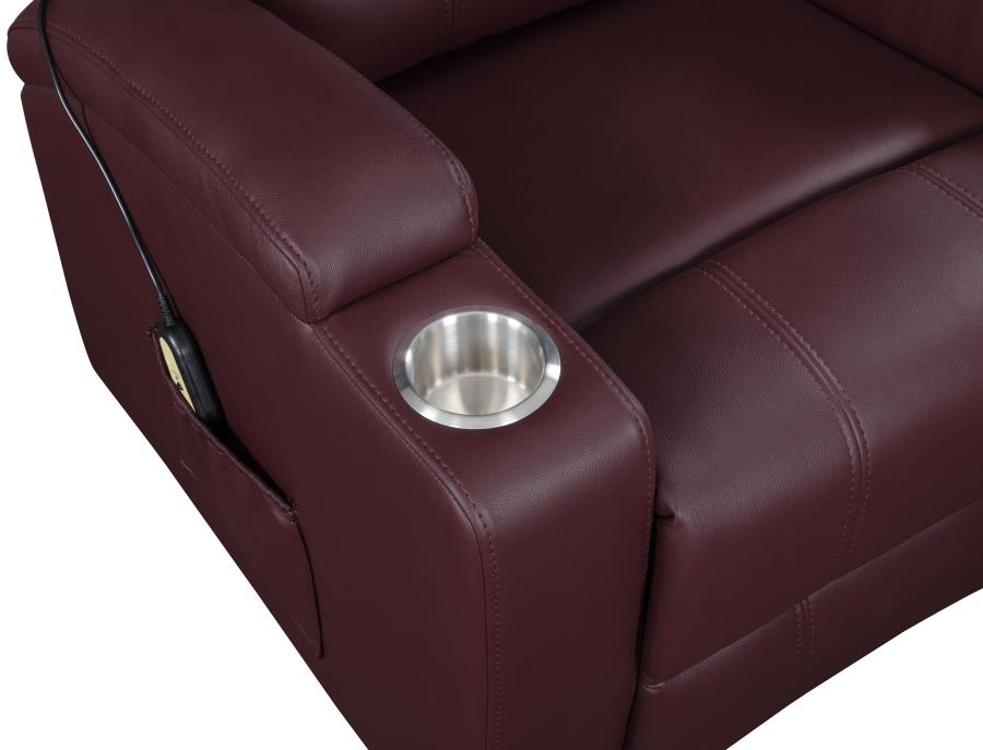 Armstrong Upholstered Power Lift Massage Recliner Wine view 11
