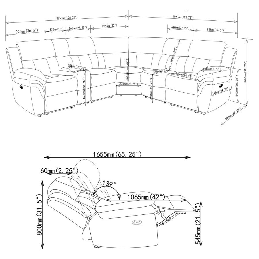 Bahrain 6-piece Modular Power Reclining Sectional Charcoal view 13
