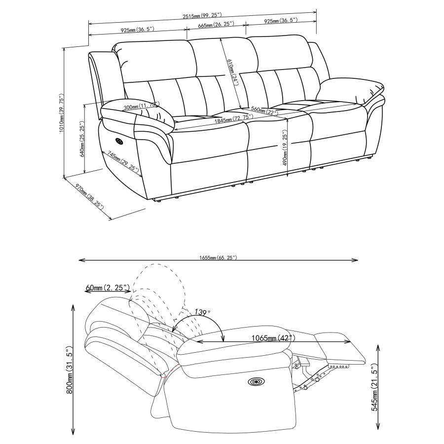 Bahrain Upholstered Power Sofa Charcoal view 8