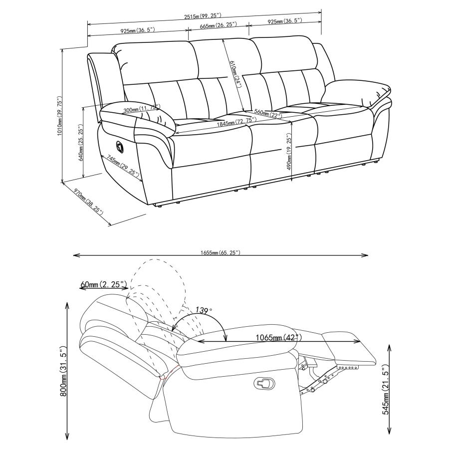 Bahrain Upholstered Motion Sofa Charcoal view 15