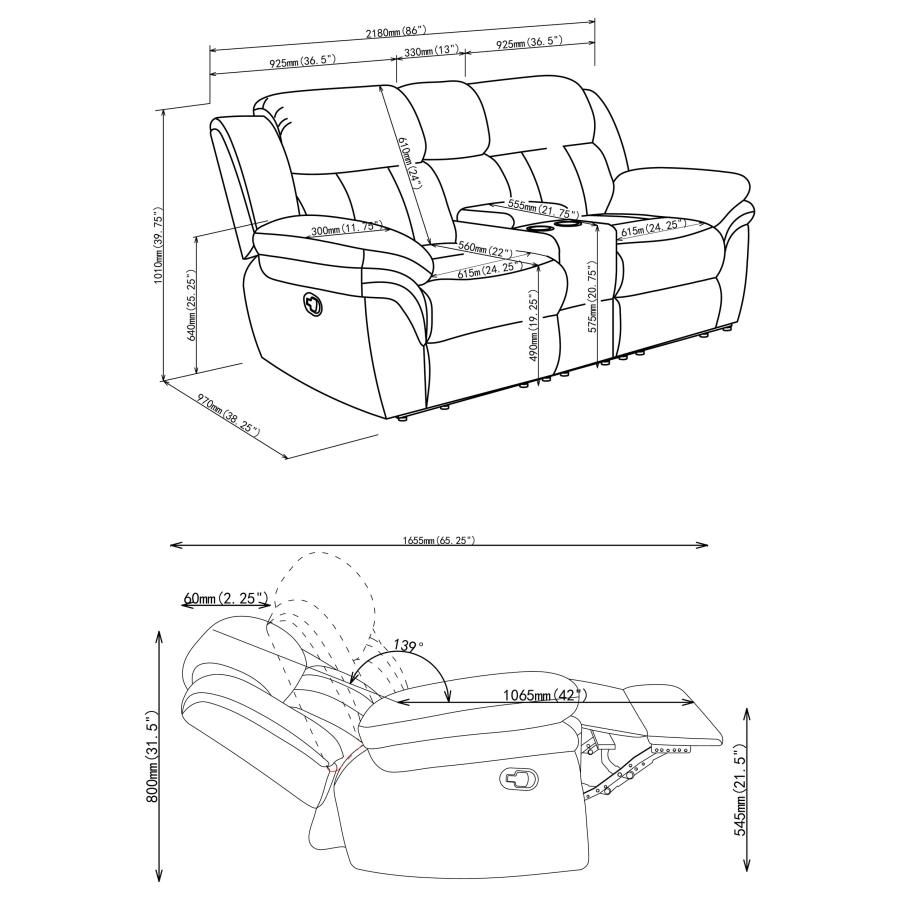 Bahrain Upholstered Motion Loveseat Charcoal view 18