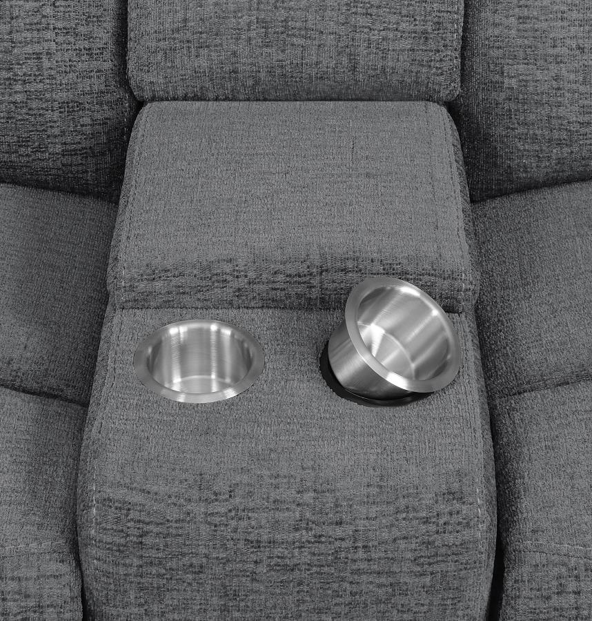 Bahrain Upholstered Motion Loveseat Charcoal view 15