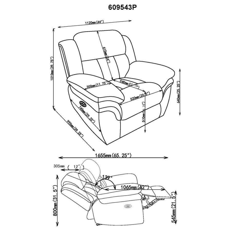 Bahrain Upholstered Power Glider Recliner Charcoal view 14