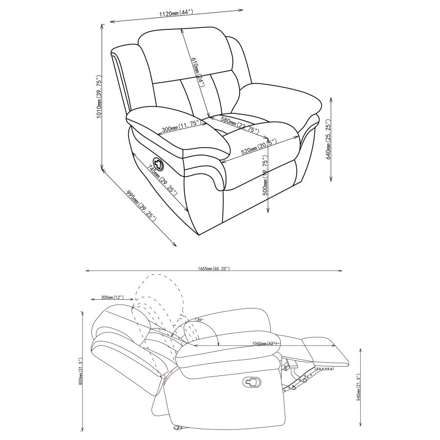 Bahrain Upholstered Glider Recliner Charcoal view 13