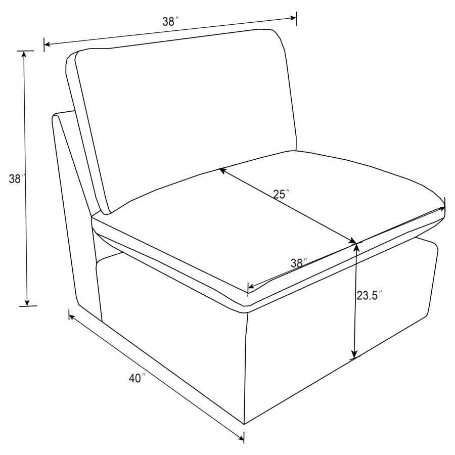 Collins Modular Armless Chair Grey view 10
